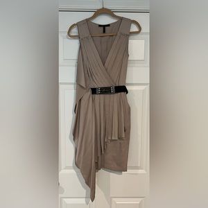 BCBGMAXAZRIA V-NECK DRAPED BELTED DRESS SIZE M